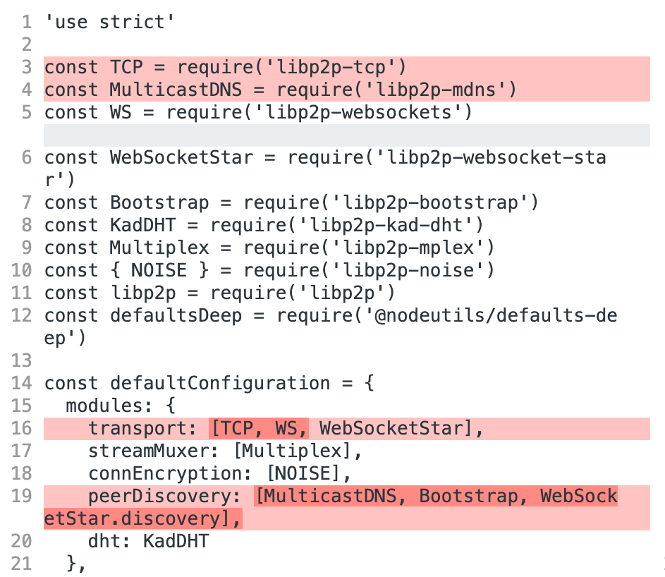 Screenshot of diff showing the lines of code removed from the Node.js version